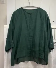 HUMAN WOMAN ダークグリーン 八分袖シャツ M