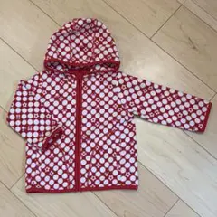 赤と白のドット柄フード付きトレーナー 90 cm
