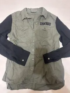 SKY BOMBER 長袖シャツ カーキ ブラック