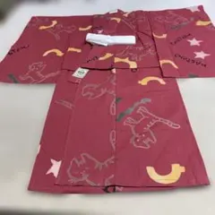 2316 子供浴衣 赤い動物柄着物 100cm~ 帯付き