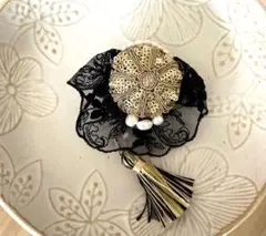 «454»髪飾りandコサージュ*淡水パール×スパンコール