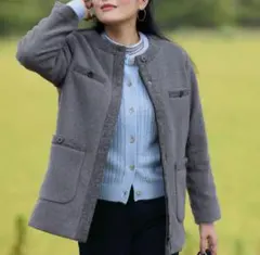 新品未使用　クロコダイル　中綿　ノーカラー　ジャケット