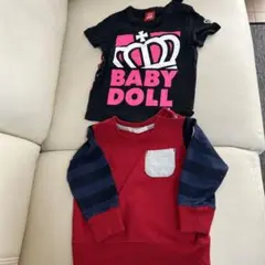 BABY DOLL 黒Tシャツと赤カットソーセット