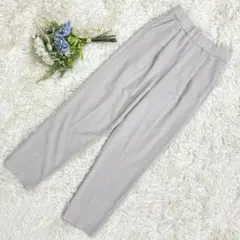 インデックス ライトグレー テーパードパンツ ウエストゴム タック入り 伸縮性S