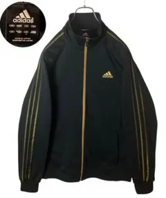 希少日本製adidasブラック×ゴールドカラージャージトラックジャケットゆったり