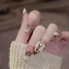 ネイルチップ 24枚入 付け爪 3D 結婚式 花嫁ネイル