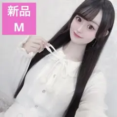 新品はーちゃんボンボンリボンプルオーバーMポンポン白レース量産型ブラウス風フリル