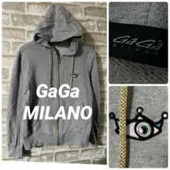 GaGa MILANO メンズS パーカー　刺繍ロゴ　ガガミラノ　ジップアップ