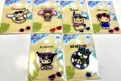 【日焼け】サンリオ　日焼けキティ　ワッペン シール　　6枚セット　コンプリート