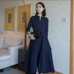 LAUBE BLANC Keyneck Jacquard Dressローブブラン