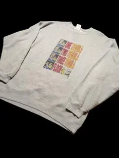 90s プリント クルーネック トレーナー スウェット　古着　企業 アート