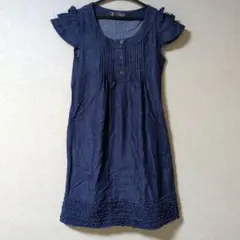 A.T. ダークブルー ひざ丈ワンピース 半袖