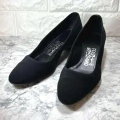 サルヴァトーレ フェラガモ パンプス ブラック スエード ウェッジソール 5