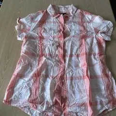 Tommy Hilfiger 半袖シャツ M オレンジ系チェック