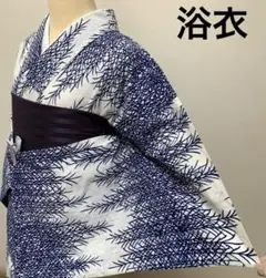 三花】美品 洗える着物 絽 夏着物 青 幾何学 単衣 ワイド リユース
