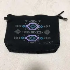 ROXY 幾何学模様 ポーチ 中型 黒