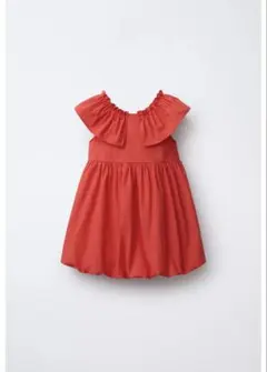 ZARA ポプリンバルーンワンピース レッドのサムネイル