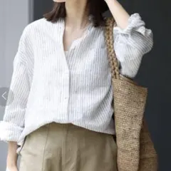 【美品】ジャーナルスタンダードレリューム　フレンチリネンシャツ　春服　ストライプ