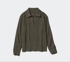 【美品】UNIQLO ウォッシャブルニットリブポロセーター S