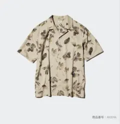 UNIQLO オープンカラーシャツ 花柄 ベージュ 半袖のサムネイル