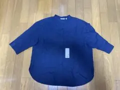 【開封試着のみ】UNIQLO リネンブレンドバンドカラーシャツ　七分袖　Naby