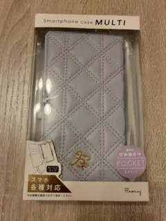Flowering スマホケース 手帳 マルチ キルティング 水色 サックスのサムネイル