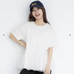 coca チュールドッキングギャザーT シャツ ホワイト　Lのサムネイル