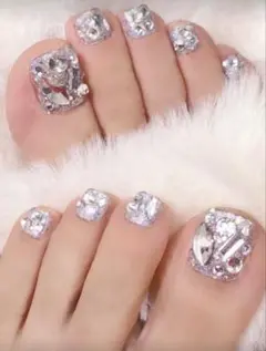 フットネイル　シルバーラメネイルチップセット
