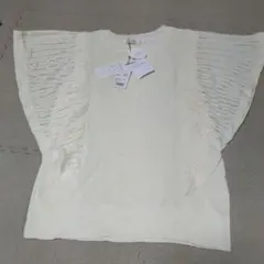 アイボリー レース編みスリーブ トップス M