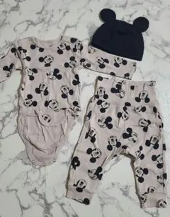 H&M 아기 미키 롬퍼스 바지 모자 3점 세트