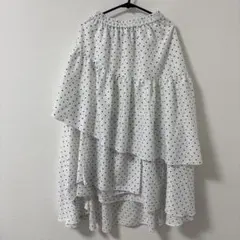 ドット柄 フレアロングスカート