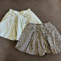 インナー付きスカート　キュロット　130 チェック　双子　ポケットなし