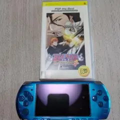 PSP3000Blue本体，ソフト．専用ケース付