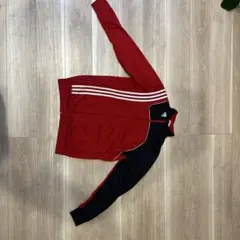 adidas ジップアップジャケット レッド/ブラック　ヴィンテージ