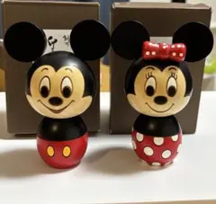 ミッキー・ミニー 木製　卯三郎　こけしセット　ディズニー　和風 ミッキー・ミニー 木製 卯三郎 こけしセット ディズニー 和風 - メルカリ
