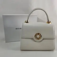 A8✨極美品✨Hanae Mori 2way ハンドバッグ 白 ゴールド金具