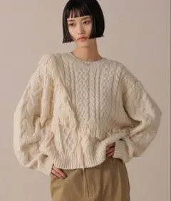 LOWRYS FARMケーブルフリンジSHORT丈ローリーズファーム