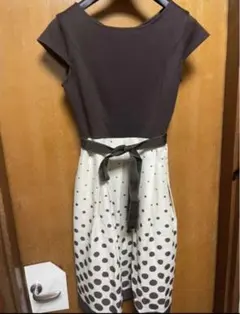 ワンピース　フレンチスリーブ　茶