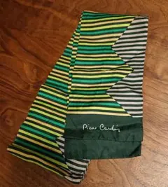 pierre cardin ストライプ シルクスカーフ グリーン