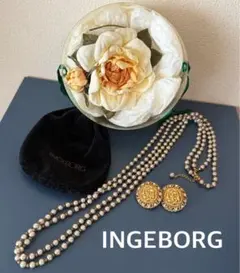 INGEBORG ロングネックレス コサージュ　イヤリング ヴィンテージのサムネイル
