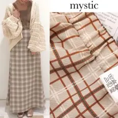 ミスティック チェック フレア ロング スカート ベージュのサムネイル