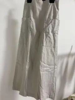 リネン風 ライトグレー ロングスカート