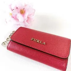 【美品】　FURLA　フルラ　キーケース　6連　レッド　レザー
