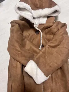 petit main フード付きブラウンコート 110