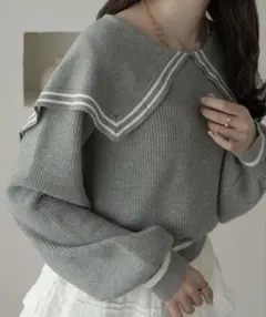 bi-color sailor collar knit / 配色セーラー襟ニットのサムネイル