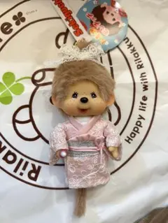 未使用タグ付さくら着物 ピンク セキグチモンチッチミルクティブラウン