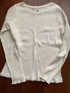 UNIQLO リブ長袖Tシャツ ホワイト 150