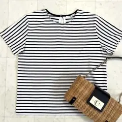 美品tomorrowlandトゥモローランドボーダー半袖Tシャツホワイトブラック