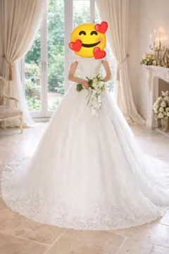 新品未使用 オフショルダー ビーズ刺繍 チュール ウェディングドレス Aライン