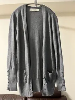 ZARA KNIT ロングニットカーディガン 袖ボタン グレーMサイズ